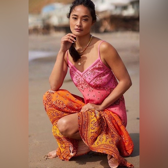 Anthropologie Pink and Orange Maxi Dress - Picture 3 of 12